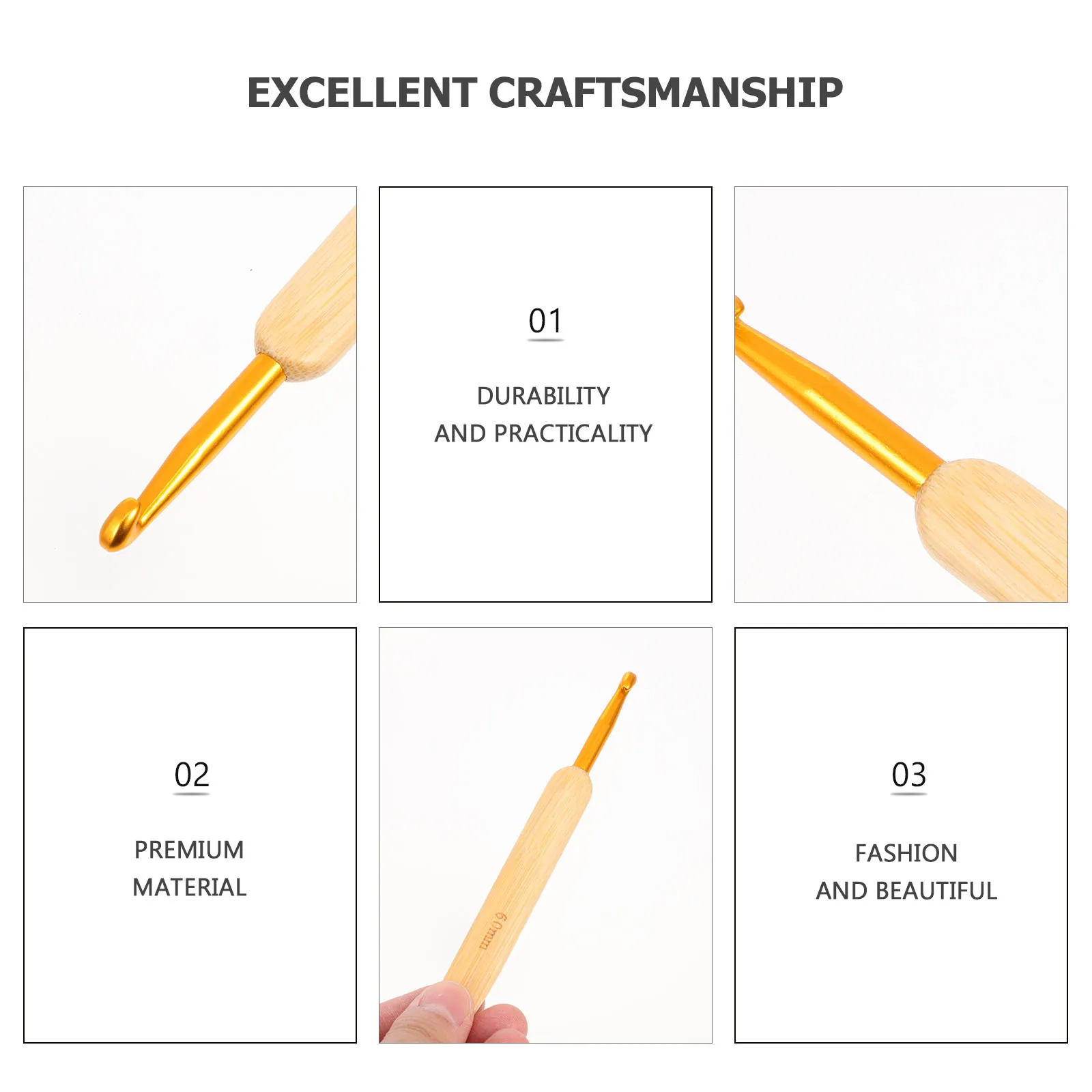 

9Pcs Knitting Tools Set Bamboo Crochet Hooks for Sweaters Hats Scarves Gloves DIY Yarn Crafts Premium Weaving Needles