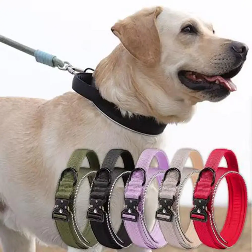 

Polyester Fiber Pet Dog Collar Adjustable Breathable Dog Training Collar Comfortable with Metal Buckle Pet Reflective Collar