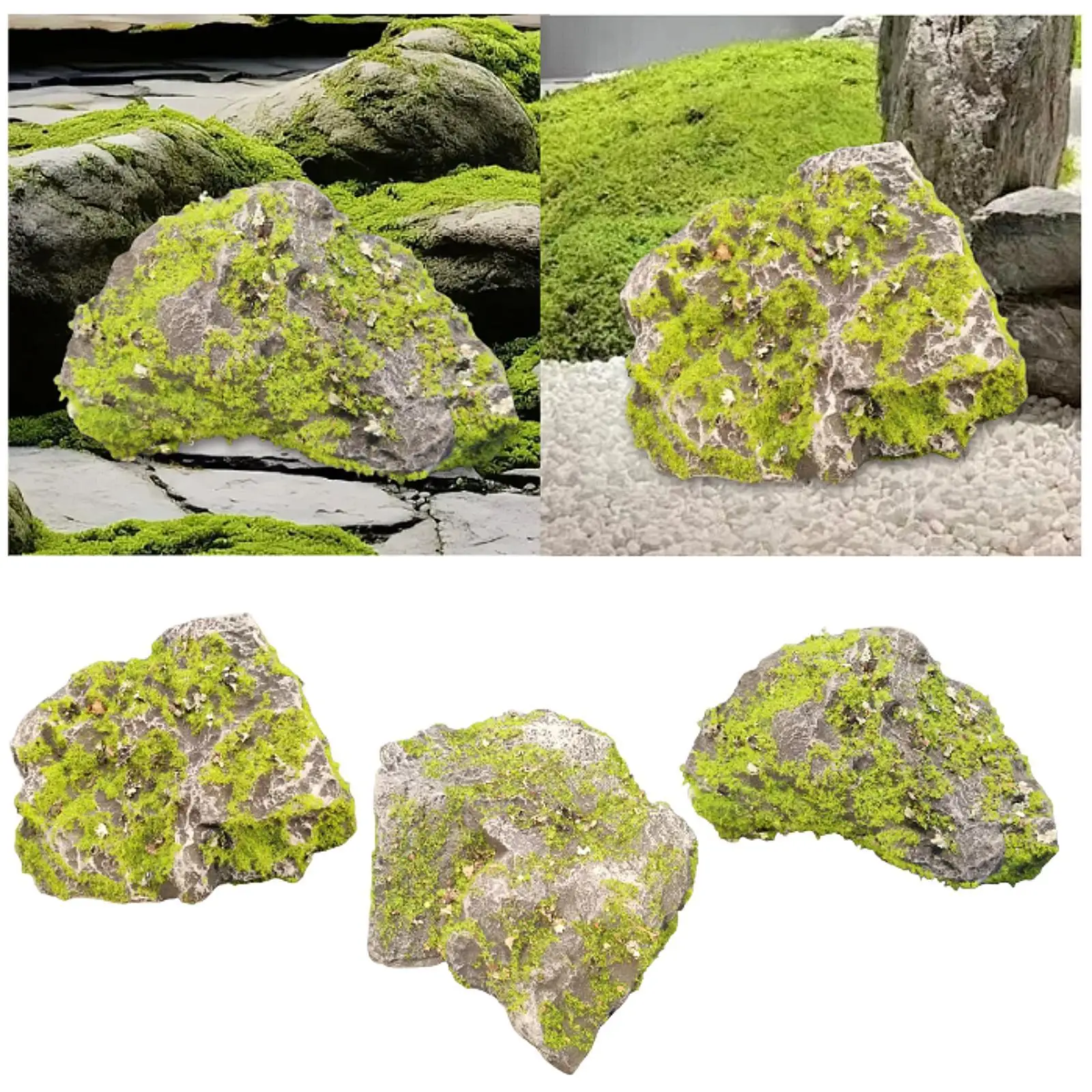 

Fake Stone Decorative, Artificial Moss Rock, Green Moss Covered Stone for Class Projects, Plant Potted, Terrariums, DIY