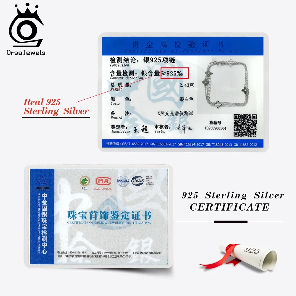 ORSA جواهر كلاسيكية 925 فضة البرسيم قلادة قلادة موضة محظوظ زهرة سلسلة الترقوة الزفاف هدية عيد ميلاد APN56 #6