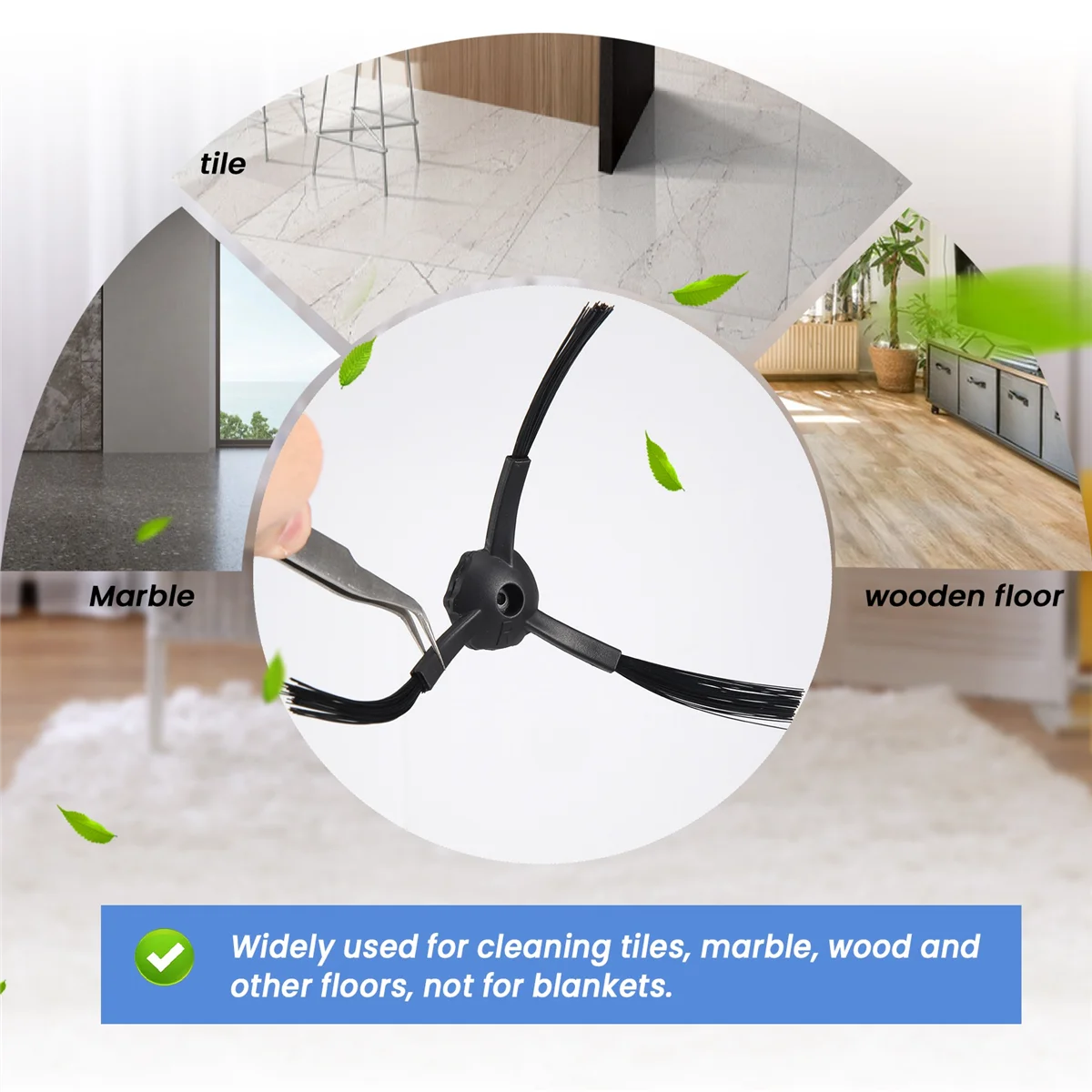 หุ่นยนต์ดูดฝุ่น1คู่3แปรงปัดด้านข้างสำหรับ Ecovacs CEN540 CR120