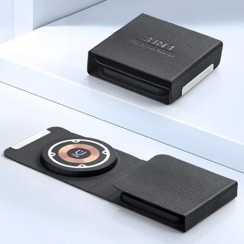 3 in 1 Magnetic Wireless Charger Pad Foldable Smart Watch Charge For iPhone 16~12 Pro Max Apple Watch 10 9 8 7 6 SE Airpods Pro - Detail 1