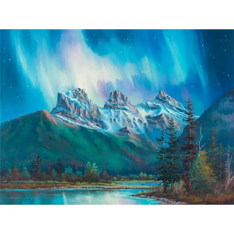 

GATYZTORY 60x75cm Painting By Numbers Blue Aurora Picture Drawing Mountain Scenery DIY Drawing By Numbers Wall art Home Decor