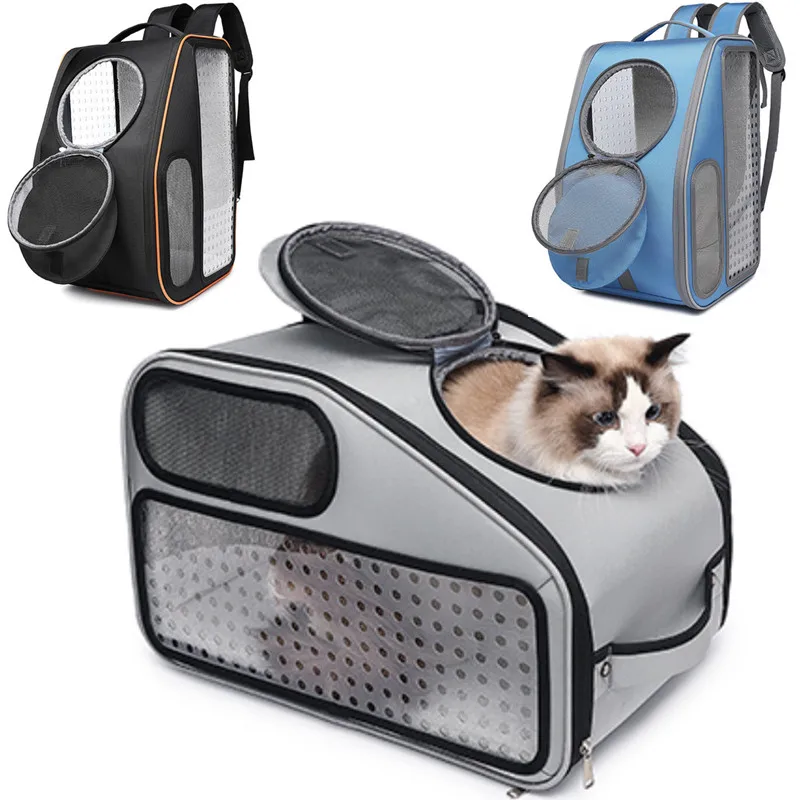 Pet supplies for outdoor portable cat backpack panoramic transparent foldable large capacity breathable puppy handbag