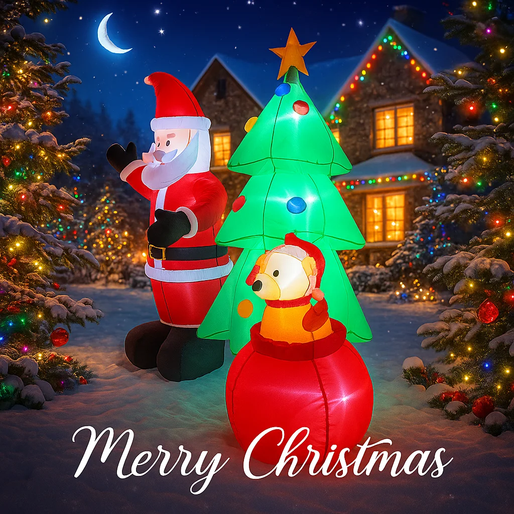 2.2 متر/7FT شجرة سانتا كلوز و تيدي بير زينة أضواء LED ساحة عيد الميلاد الحلي ديكور لوازم DIY بها بنفسك عيد الميلاد تفجير ديكور #3