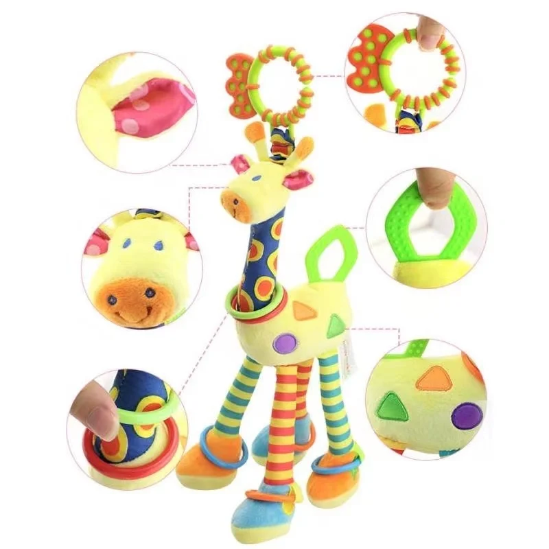 Giraffe Plush Toys Photography Accessories Teether Toys Car Bells Bed Bells Multifunctional Early Learning Giraffe Toys