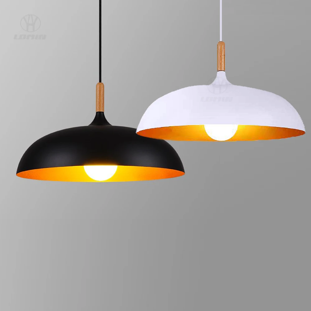 ミニマリストe27シーリングシャンデリア木製＆アルミペンダントライト、オフィス、レストラン、リビングルーム、バー、キッチンの装飾に