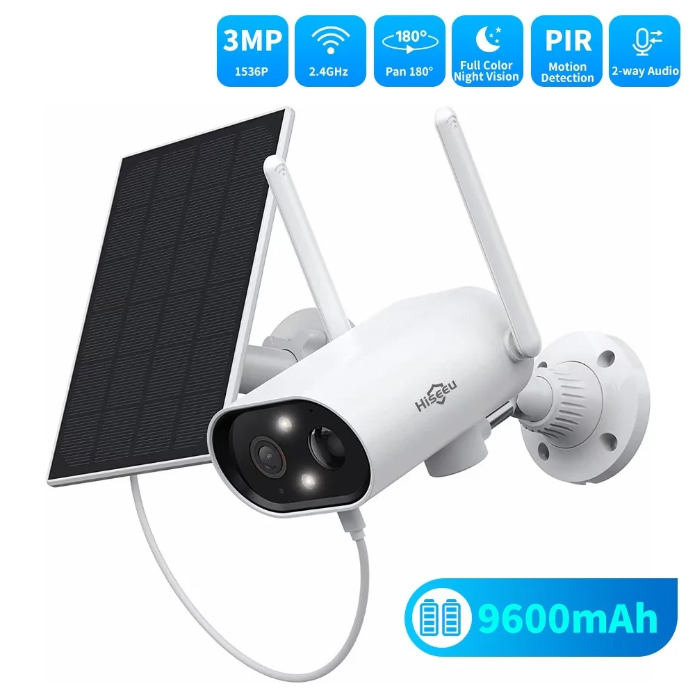 Panneau de caméra de sécurité à batterie solaire aste, caméra extérieure étanche, surveillance vidéo PTZ, document PIR, nuit, Wi-Fi, 3MP, Top