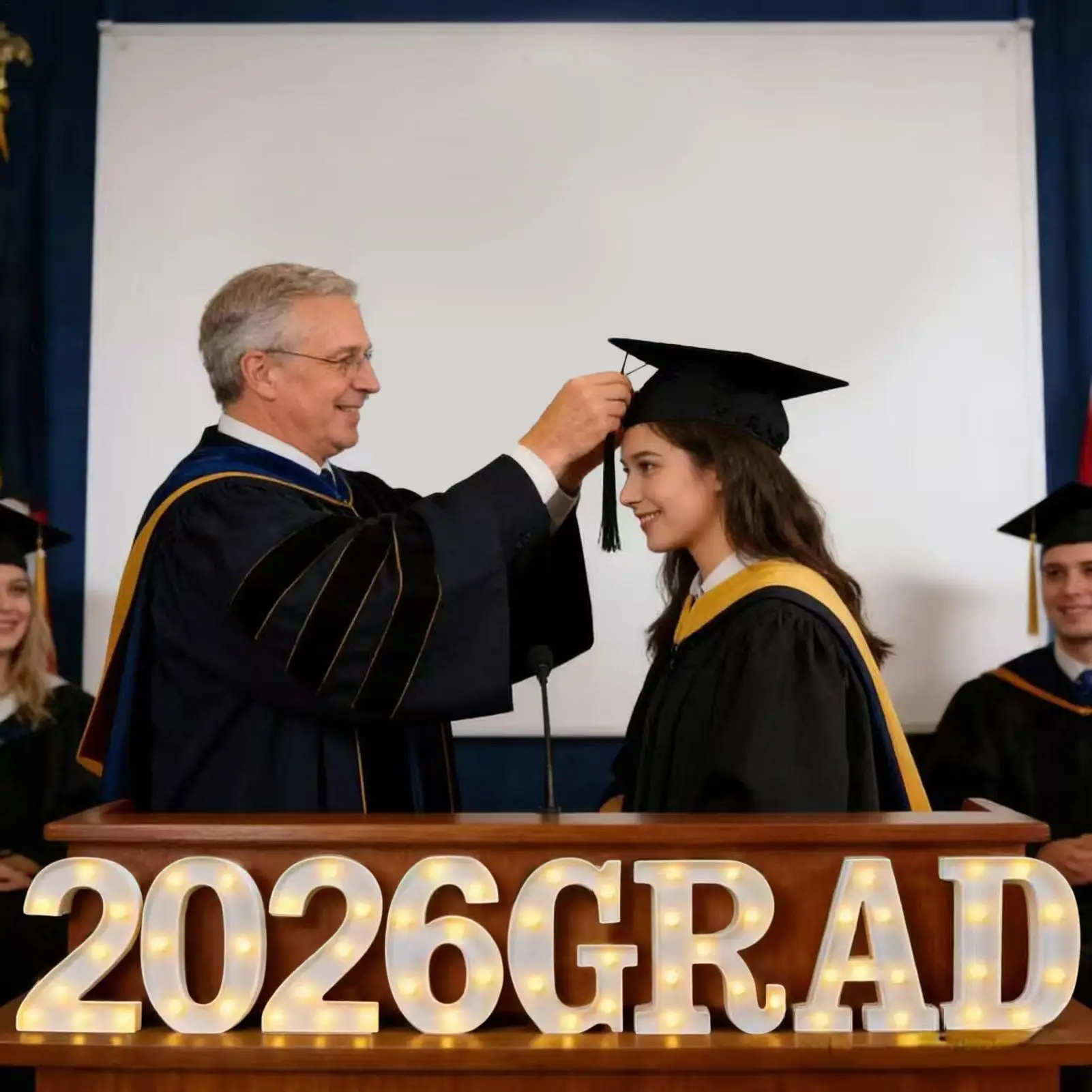 

Светящиеся буквы для выпускного 2026, светящиеся буквы для украшения стола, светодиодные реквизиты для выпускной вечеринки, фотозона для детского сада и дошкольных учреждений