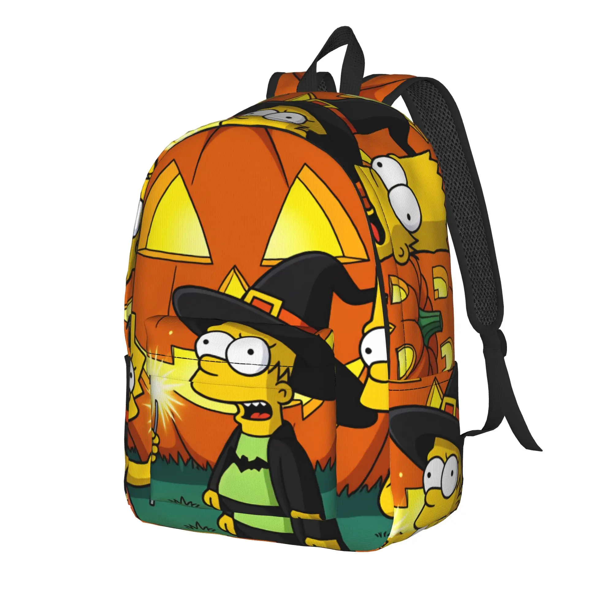Lisa And Bart S-Simpsons Trick or Treat Halloween Backpack  Travel Backpacks Women Kawaii School Bags Custom Large Rucksack