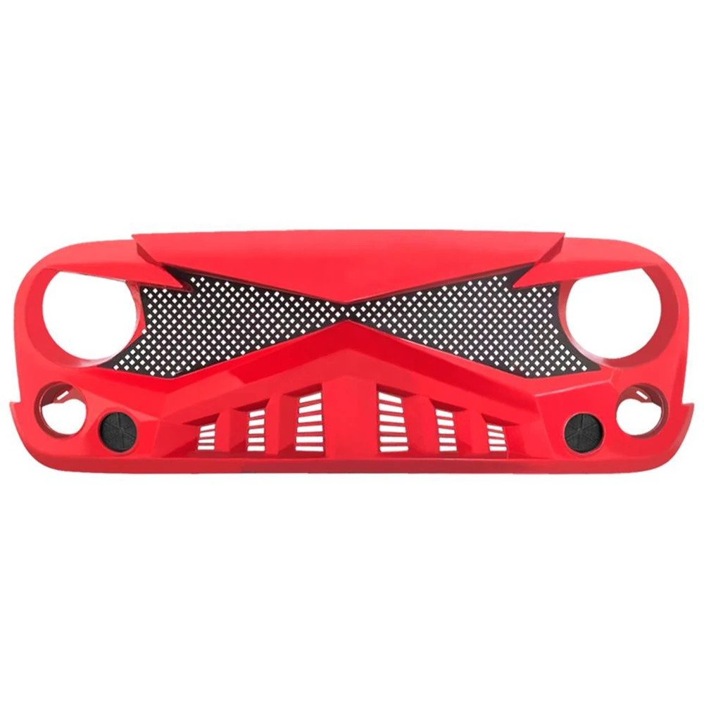 Car Grill Racing Grills Front Bumper Mesh Modified Mask Trim Upper Grid Red Knight Style Grille For Jeep Wrangler JK 2007-2017