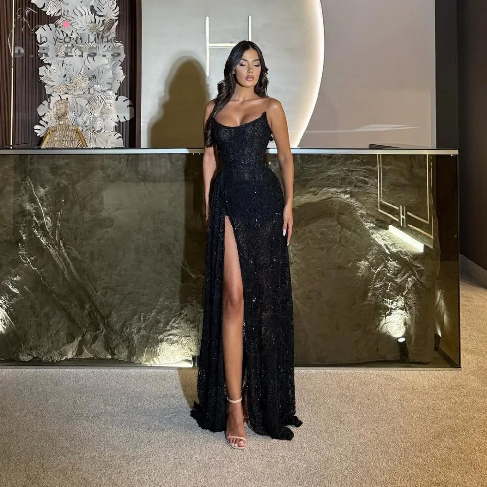 

BABYONLINE Черные кружевные вечерние платья без бретелек для сексуальных женщин, блестящие бисерные платья по индивидуальному заказу, коктейльные платья