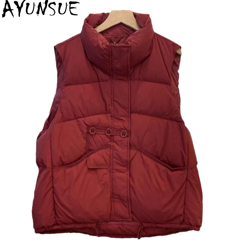 AYUNSUE Winter Duck Down Vest Sleeveless Versatile Puffer Jacket Lightweight New in Outerwears Winter Clothes Women 2024 여성 경량패딩