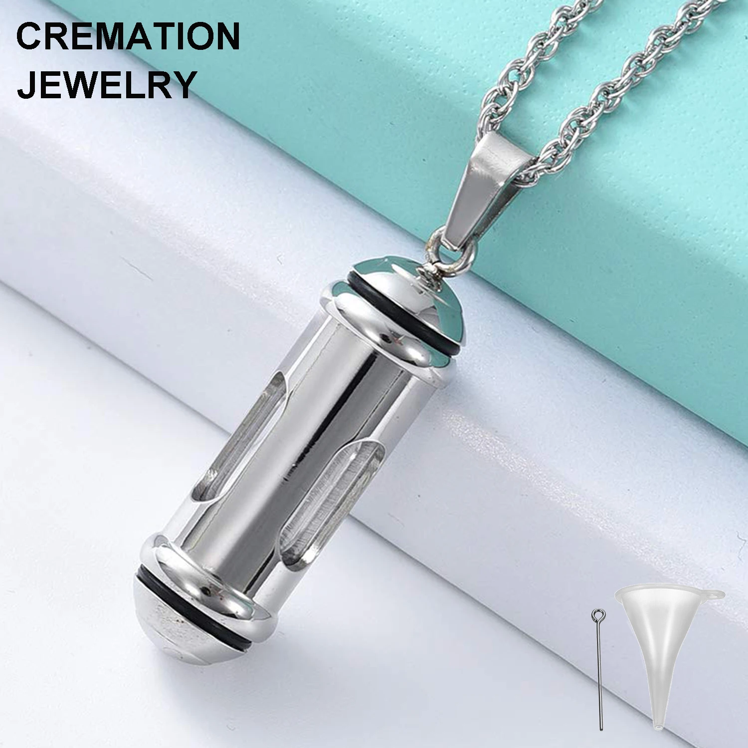 

Wholesale Time Capsule Ashes Keepsake Urn Pendant Stainless Steel Hourglass Cremation Necklace for Men Women Memorial Jewelry