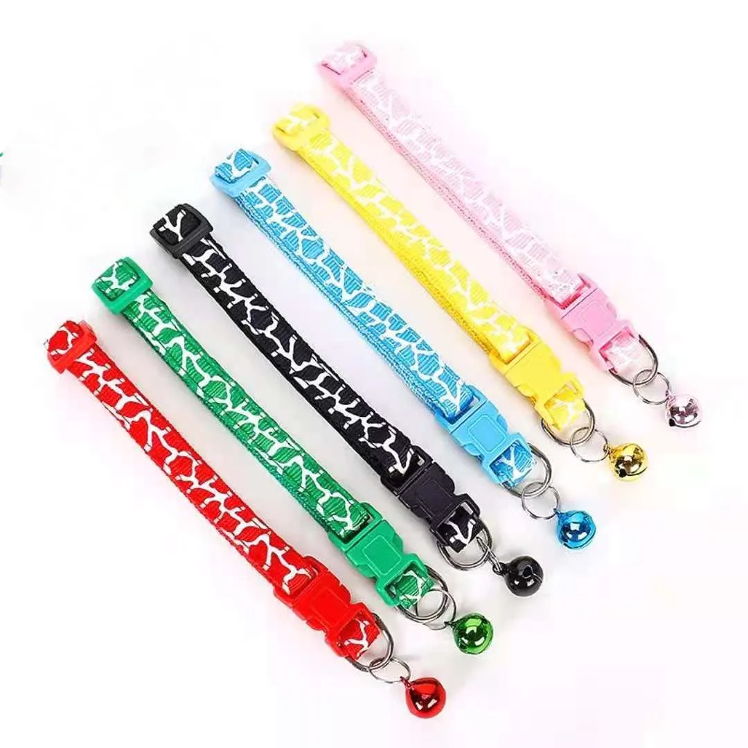 

Cat Collar Reflective Material Adjustable Safety, Bell, Dog Mesh Traction Collar Small Dog Cat Crack Pattern Collar Pet Collar