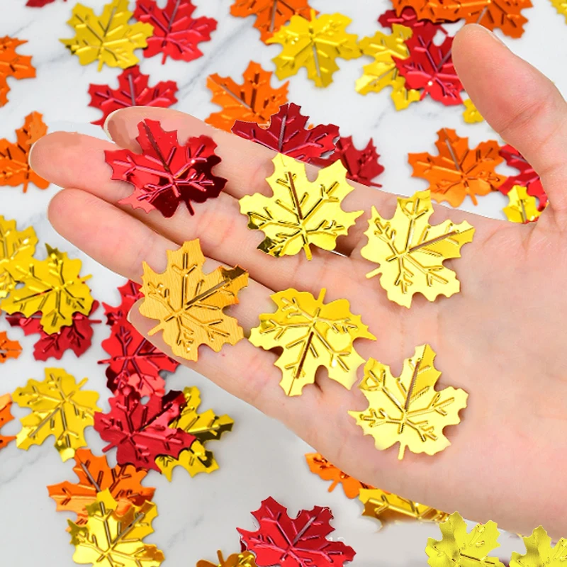 15g Glitter Maple Leaf Confetti Halloween PVC Table Confetti Thanksgiving Halloween Party Decoration DIY Autumn Nail Accessory