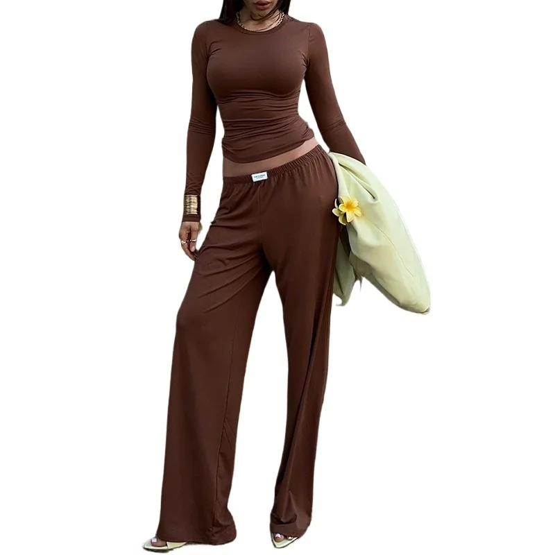 

2025 Autumn European and American Style Temperament Commuting Casual Slim-fitting Long-sleeved Trousers Suit Women