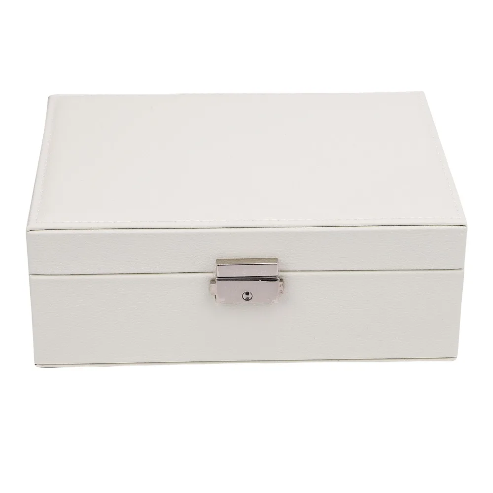 1pcs Portable 2 Layer Jewelry Storage Box PU Leather Lockable Jewelry Organizer Box Jewelry Display Case For Women