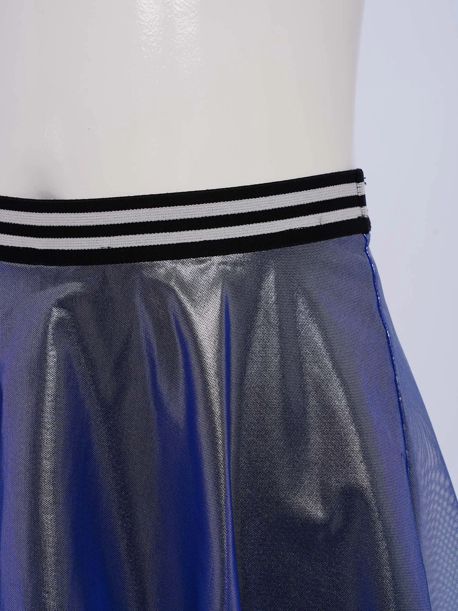 

Kids Girls Jazz Dance Skirt Shiny Sequins Stretchy Waistband Built-in Briefs Skirts for Ballet Gymnastics Figure Skating Dress