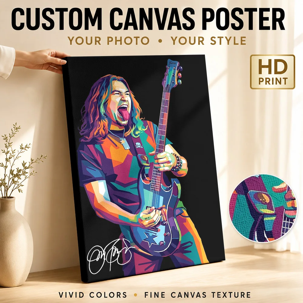 Bon Jovi Potrait Framed Canvas Print Poster Personalized Modern Aesthetic Wall Art for Living Room Bedroom Decor Ready to Hang
