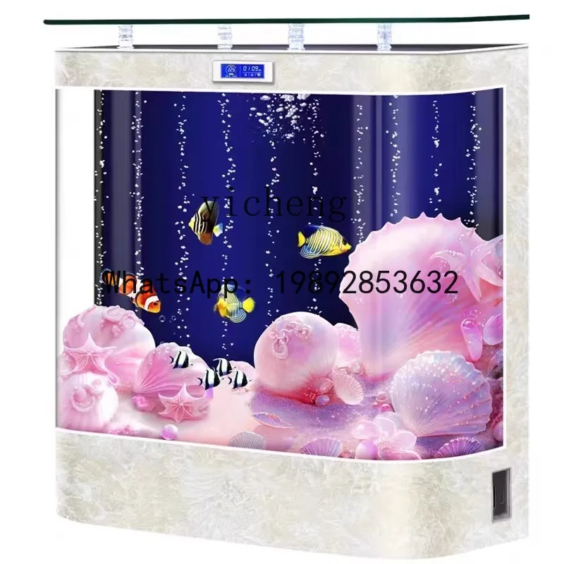 

CF double round fish tank living room small and medium household floor to wall back filter integrated glass aquarium