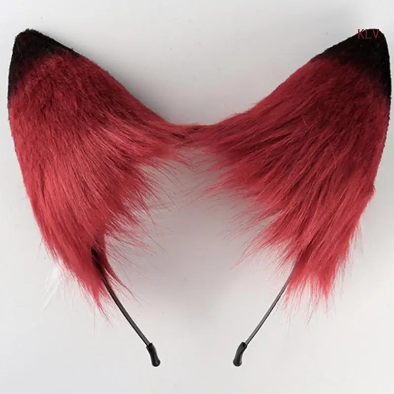 Foxes Ears and Tail Set Furry Foxes Ears Headband with Tail Halloween Cosplay Party Foxes Costume Accessories Kids Adult