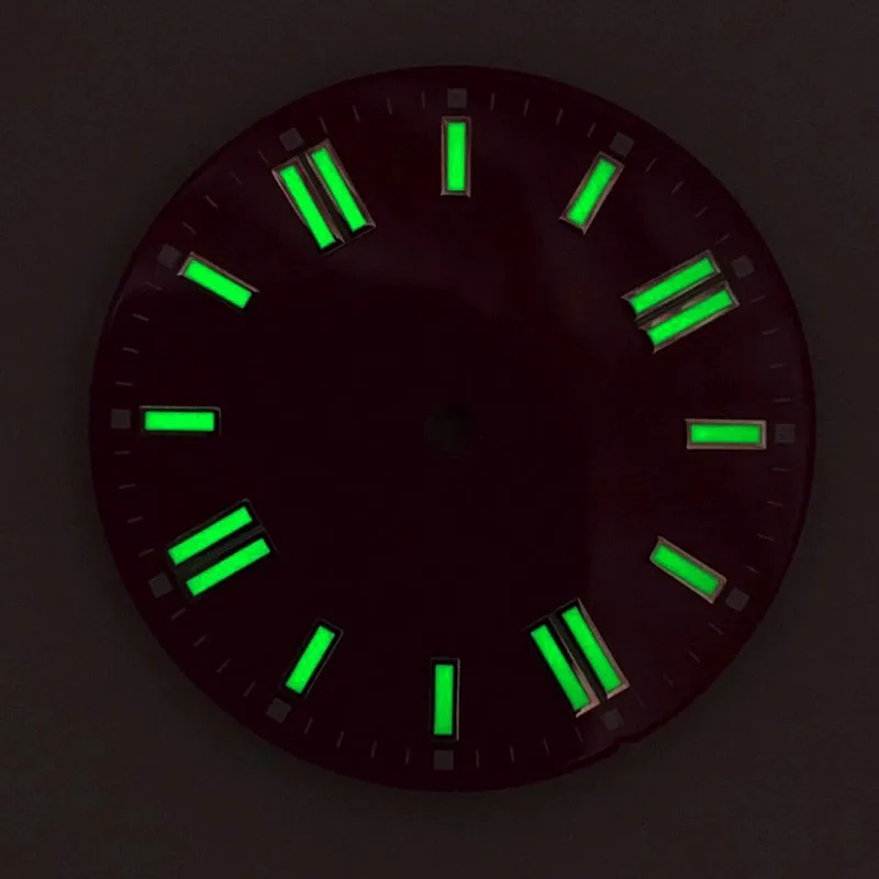 Mod 28.5mm Enamelled Literal Green Luminous Watch Dial Fits for NH35 ETA2836 Japan 8215 Pearl 2813 movement 3 O'clock