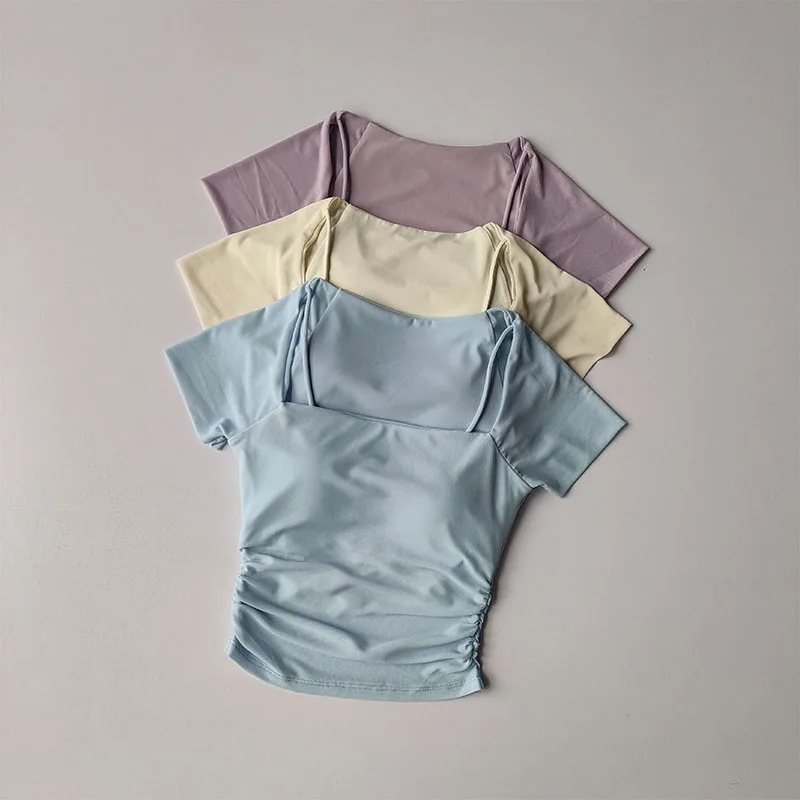 Sommerliches Neues Zweiteiliges Yoga-Kleid mit Fester Brustpolsterung, Sport-Mesh-Kurzärmeln, zum Tragen beim Laufen, Sport und Fitness. – Detail 14