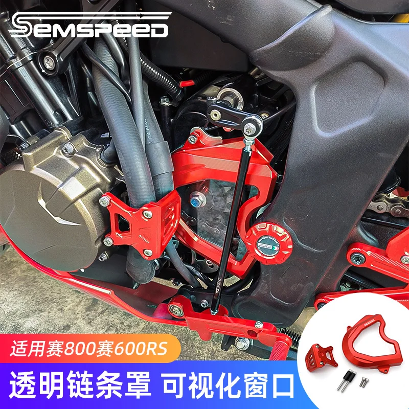 

SEMSPEED Transparent Motorcycle Chain Cover For QJmotor SRK 800RR SRK 800RS Clear Engine Chain Guard, Anti-Dust Protection