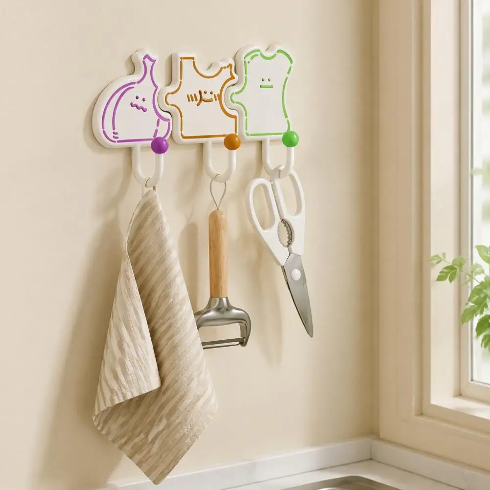 Decorative Hooks for Hanging Spatulas Self Adhesive Hooks for Kitchen Utensils Cartoon Puzzle Key Hook Organizer for Kitchen