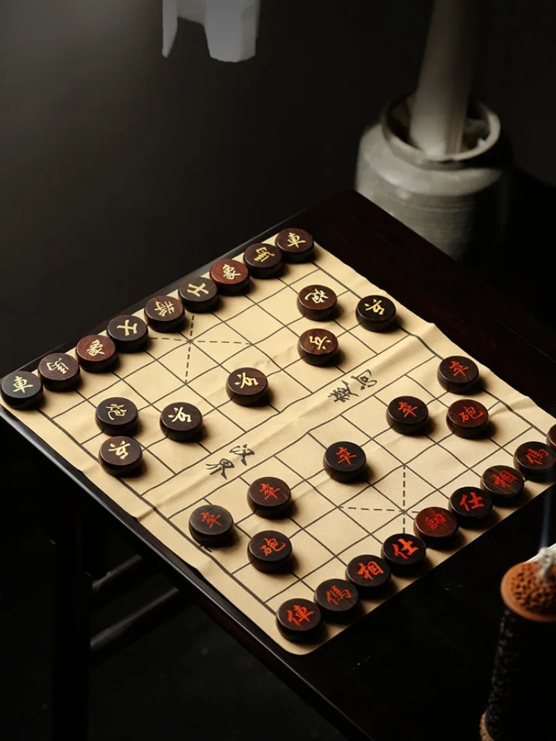 Boxwood Chinese chess high-end full set of gifts with chessboard real wood mahogany collection chess