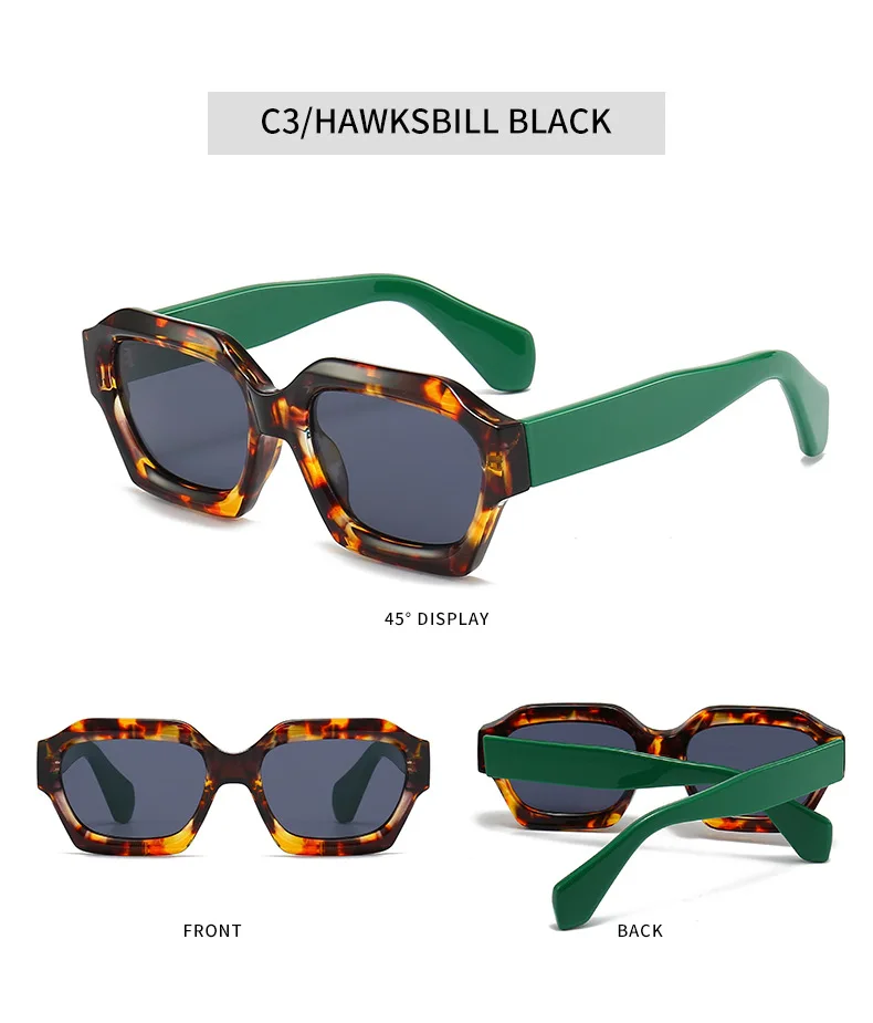 Dicker Rahmen Polygon getönter Schatten Lesebrille Herren Damen Fertige Korrektionsbrille Freizeit Outdoor Graue Sonnenbrille – Detail 8
