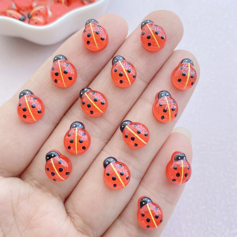 50Pcs New Cute Resin Mini Seven Star Ladybug  Flat Back Ornament Jewelry Making Manicure Hairwear Accessorie