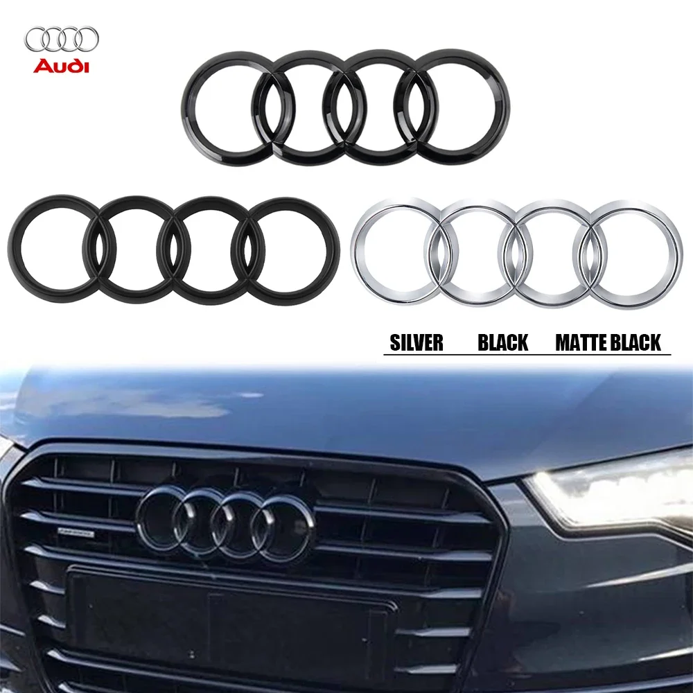 1Pcs 4 Ring Logo Car Hood Front Bonnet Grill Rear Trunk Emblem Sticker For Audi Q3 Q5 S3 A8 A7 A5 A3 8p RS5 A1 A4 b8 A6 S5 Q7 Q2