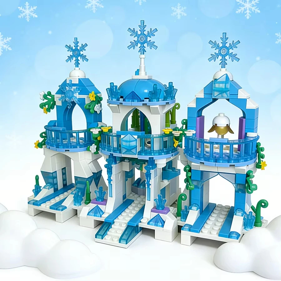 504 PCS MOC Dreamy Ice Villa Snow Castle Building Blocks Set Toys, DIY Princess Scene Decor, Girl Toy Gift For Girls - view 3