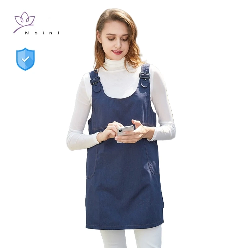 Lining 100% Silver Fiber, Outer Layer Metal Fiber Anti-radiation Navy blue Maternity Dress Computer Radiation Shielding Clothes