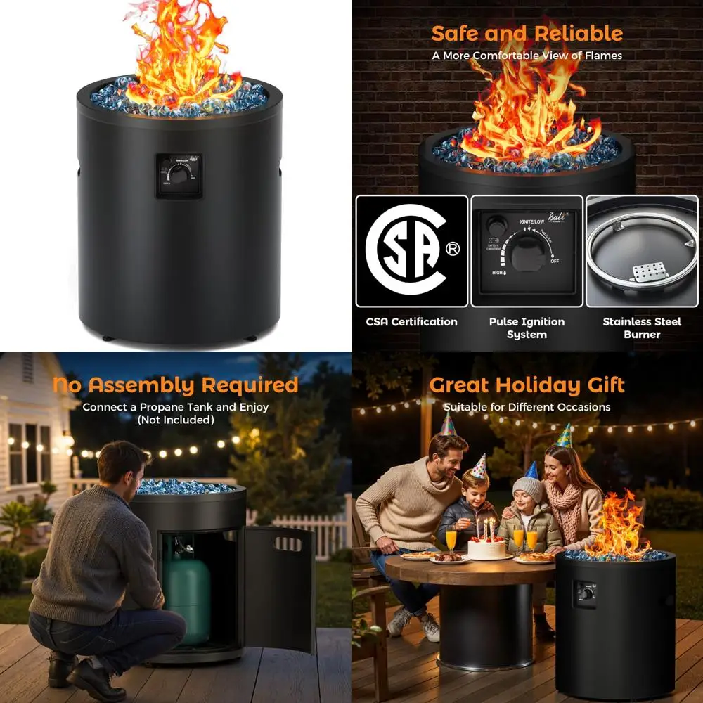 

Bali Outdoors 50,000 BTU Propane Fire Pit, 23 Inch Round Patio and Garden Fire Pit, Black