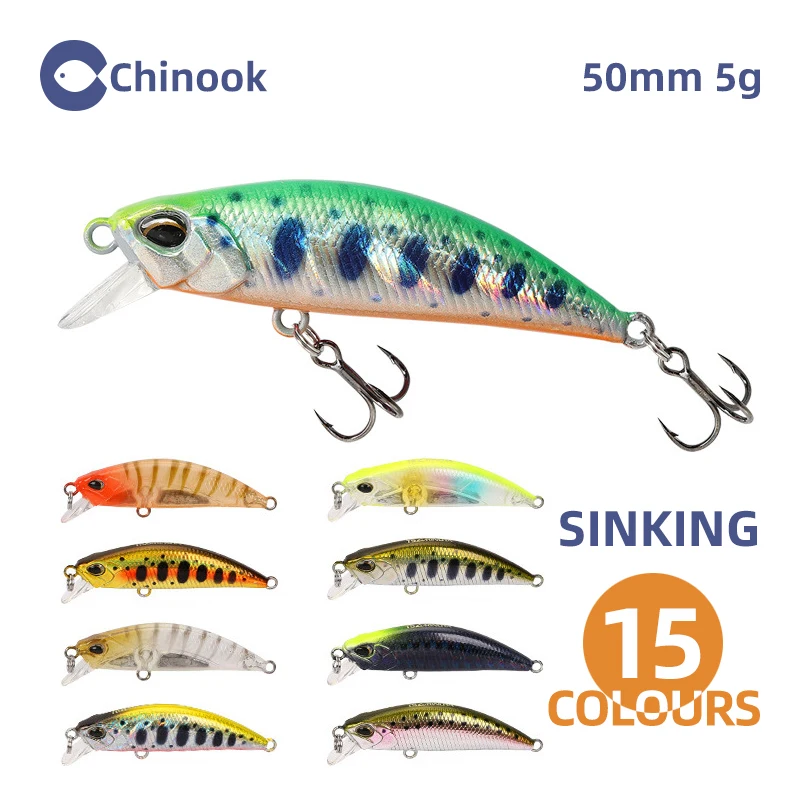 CHINOOK Micro mini Sinking Minnow Wobblers Fishing Lures 50mm 5g Artificial Hard Bait Jerkbait Crankbait Bass Fishing Tackle