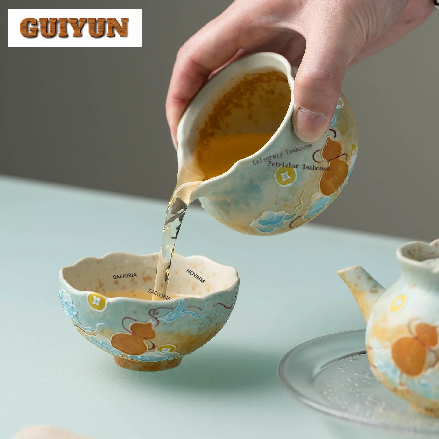 180ml Hand-painted Cloud Gourd Tea Pitcher Tea Divider Serving Cup Cha Hai Dispenser Justice Cup Fair Mug For Tea Accessories