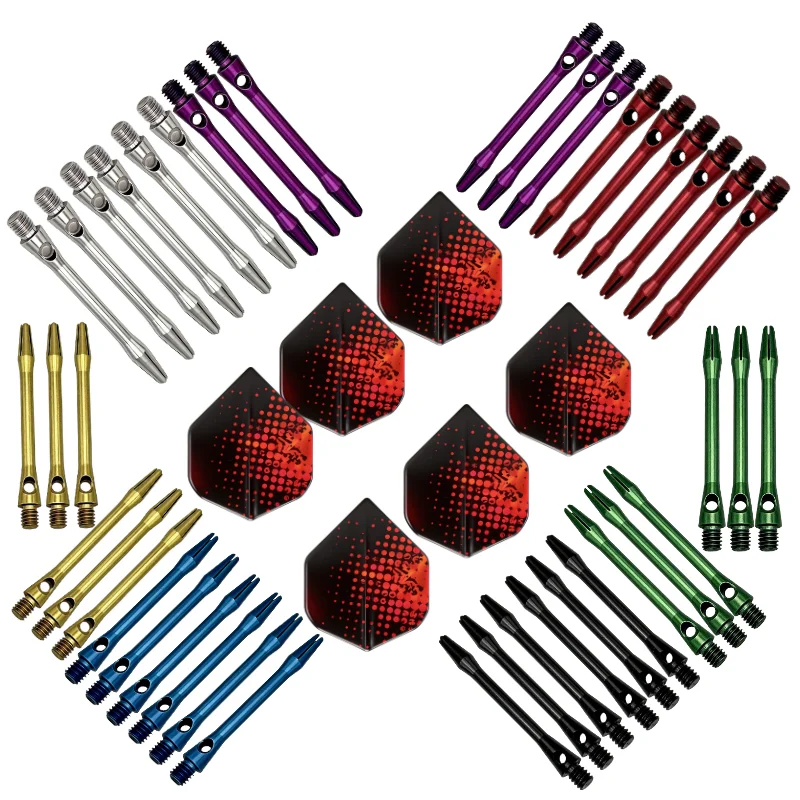 6 dart leaves plus 6 48MM 2BA threaded dart rod set aluminum alloy PET dart accessories