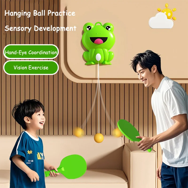 Allenatore da ping pong per genitori e figli al coperto con design sospeso - Sviluppa la coordinazione occhio-mano e le competenze sulla racchetta, giocattolo educativo