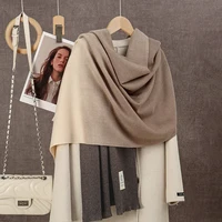 Bufanda de Cachemira degradada para mujer, chal ombré con borlas, manta cálida para invierno, bufandas gruesas de Pashmina, bufanda para el cuello, novedad de 2024