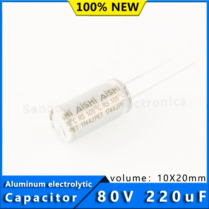 5Pcs 80V 220UF 10*20 10x20 mm Aluminum Electrolytic Capacitor High Temperature Resistant 105° High Frequency Low Resistance