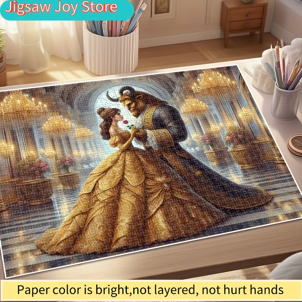 Rompecabezas de La Bella y la Bestia de Disney |   Rompecabezas de Madera Vintage de María y la Bestia, Colores Vibrantes, para Hogar, Oficina o Cafetería