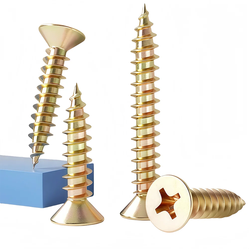 10/20/30/50pcs M3 M3.5 M4 M5 M6 Zinc Cross Flat Head Fiberboard Screw Drywall Self Tapping Chipboard  Wood Countersunk Screws