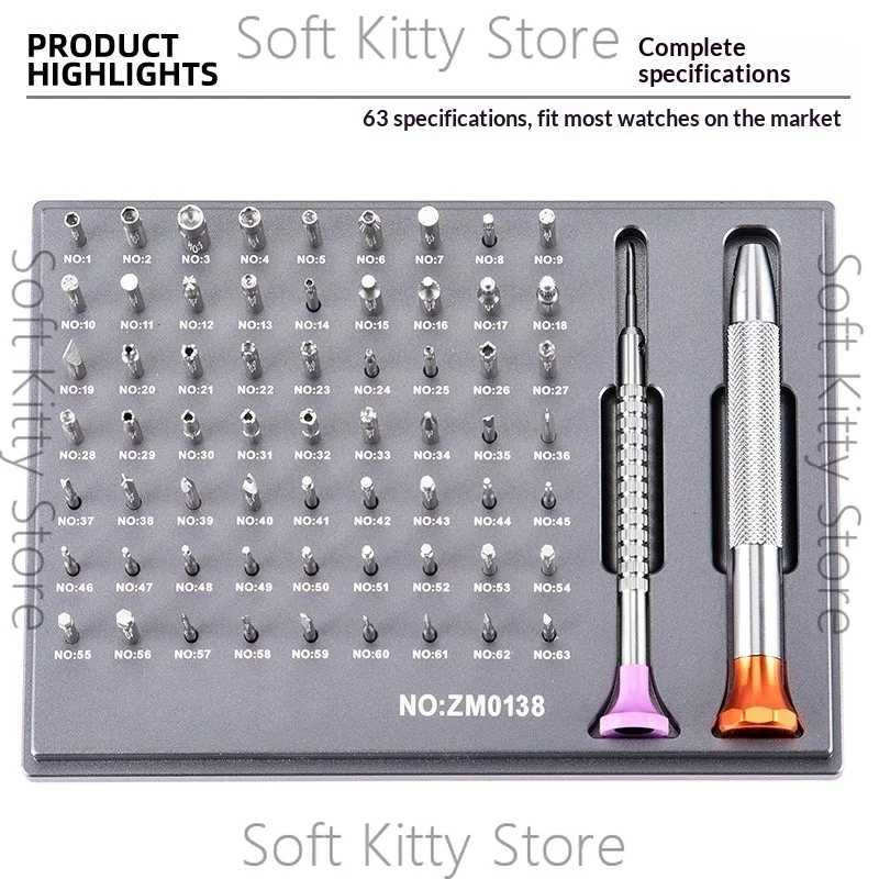 63Pcs Screwdrivers Set Watch Tools Durable Repair Table Tool Each Famous Brand Watch Driver Replaceable Screwdrivers Watch Tools