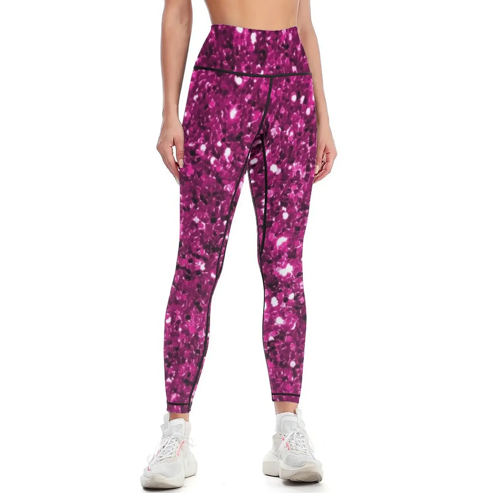

Pink Sparkly Glitter Confetti Leggings workout shorts sport set gym clothing gym's clothing Womens Leggings