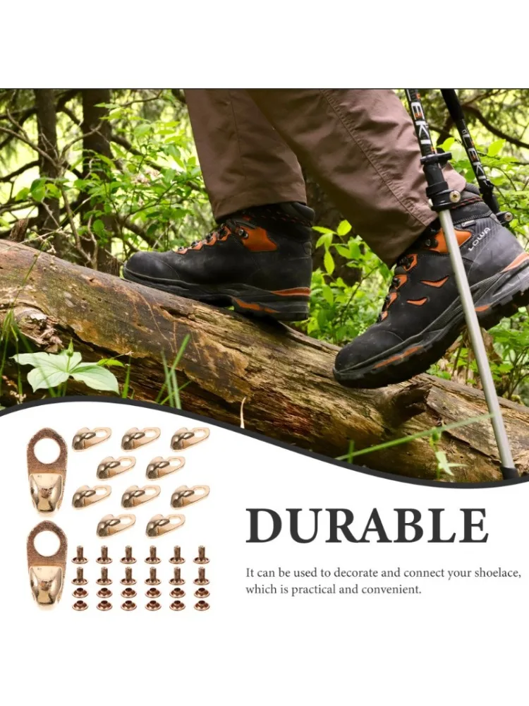 Crochets métalliques pour chaussures, 10/20/30, pour bottes, Kit de réparation d'oeillets de bottes, boucles de raccord en dentelle avec Rivets pour chaussures d'escalade et de randonnée