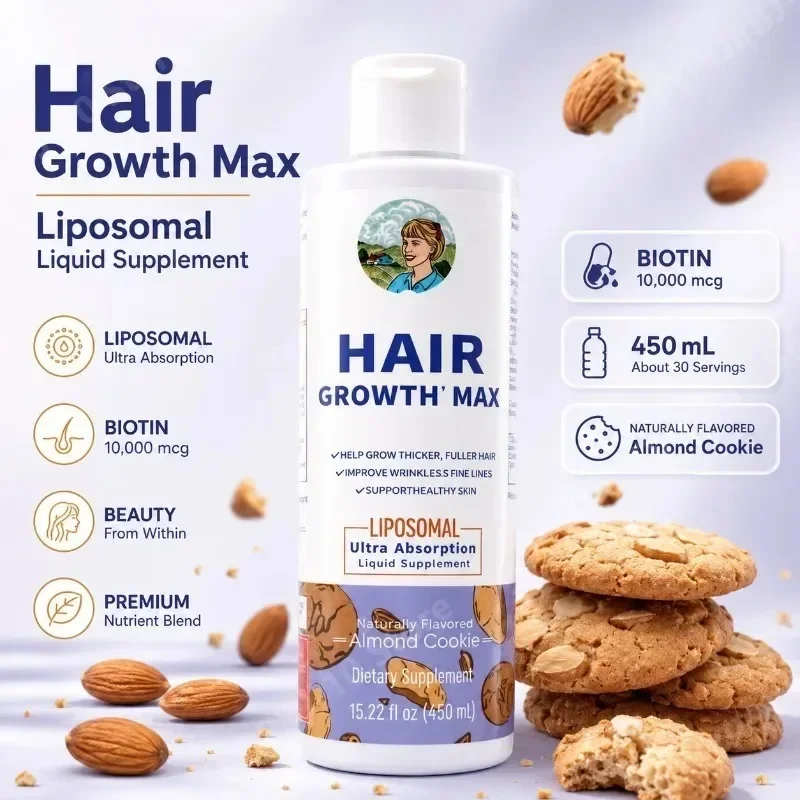 Women's Hair Growth MAX Liposomal with Biotin 10000mcg Pumpkin Seed Oil Thicker Hair Wrinkles Fine Lines Ages 18+