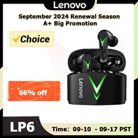 Choice Original Lenovo LP6 TWS Wireless Buletooth V5.1 Earphones Dual Mode Music Gaming Headsets Sport & Video Headphones